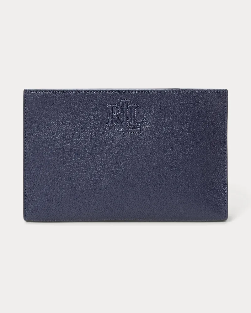Ralph Lauren Große Pochette Adley aus Narbenleder Blue