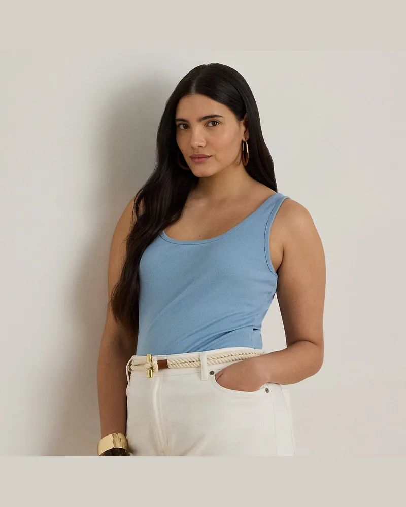 Ralph Lauren Plus Größen - Tanktop aus Stretchbaumwolle Blue