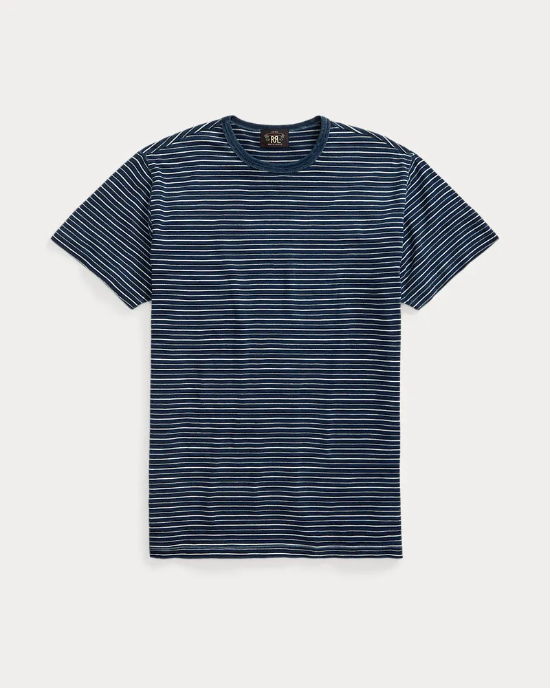 Ralph Lauren Gestreiftes Jacquard-T-Shirt in Indigo Multi