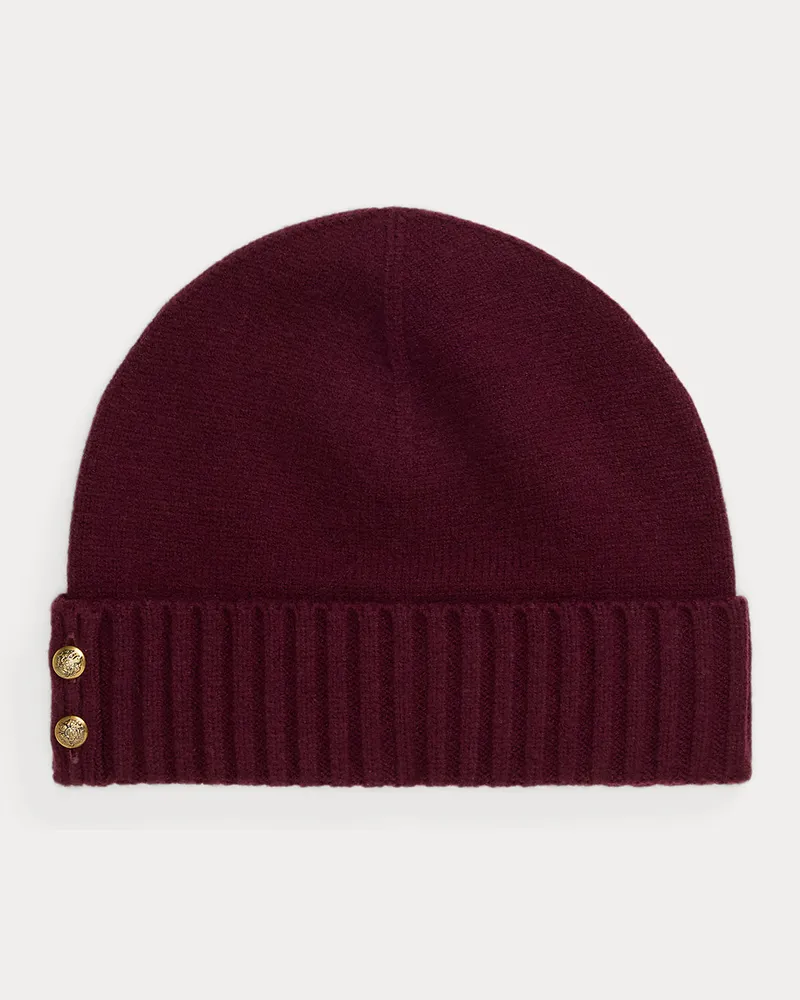 Ralph Lauren Strickmütze mit Zierknöpfen Red
