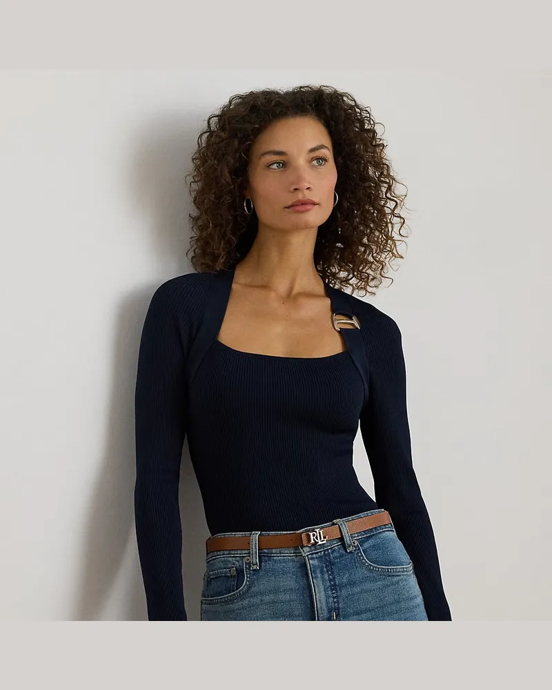 Ralph Lauren Rippenstrickpullover mit Schnalle Blue
