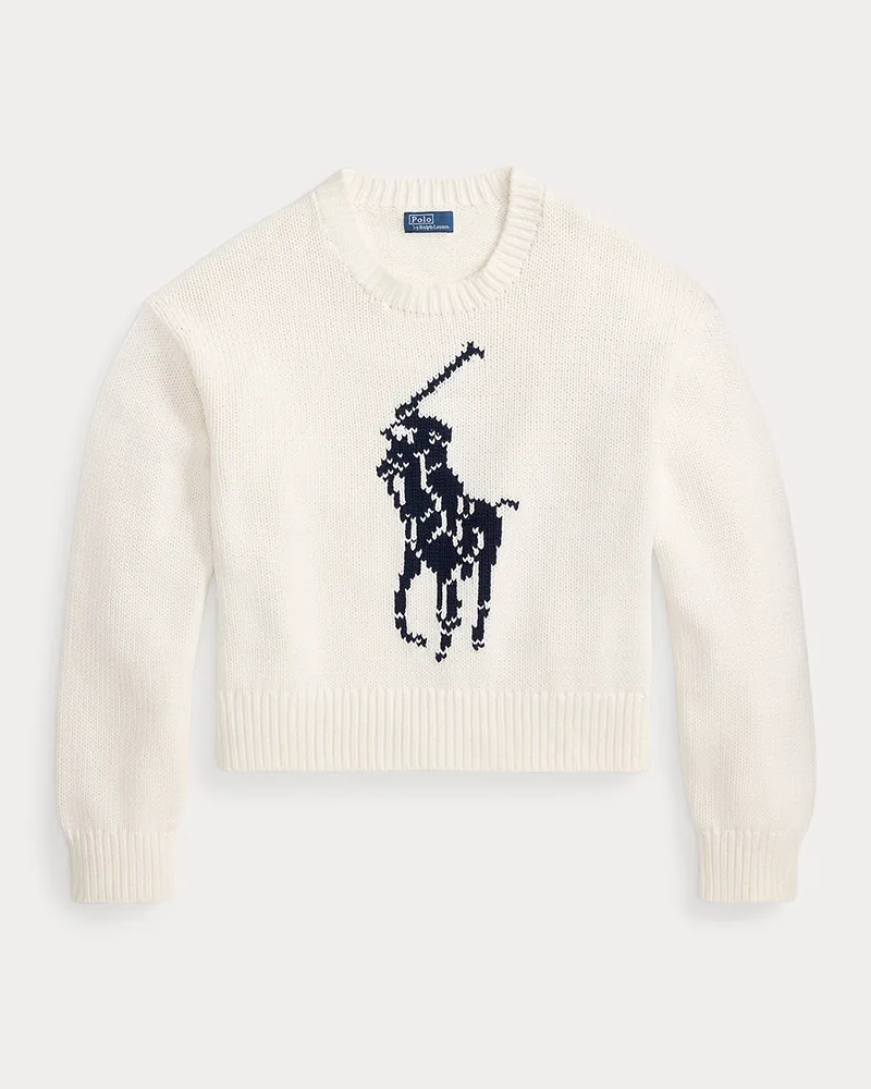 Ralph Lauren Big Pony Rundhalspullover aus Baumwolle White