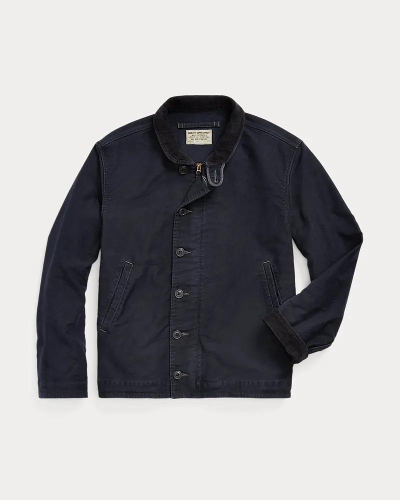 Ralph Lauren Baumwoll-Bootsjacke mit Kordsamtkragen Blue