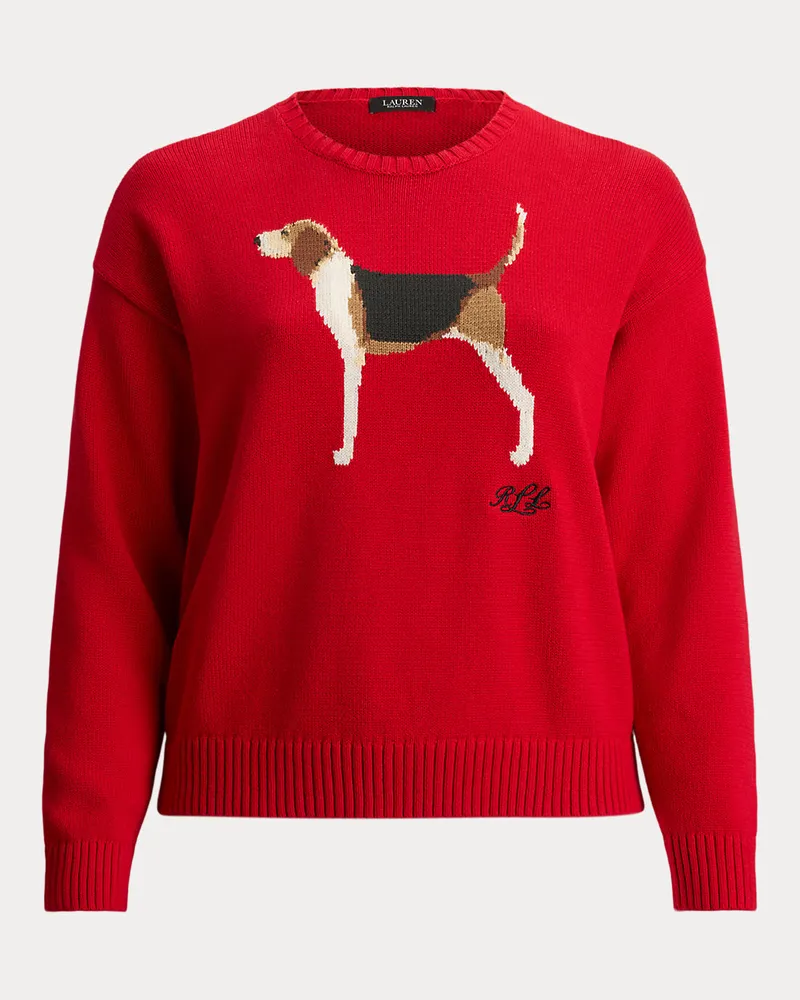Ralph Lauren Plus Größen - Baumwollpullover mit Foxhound-Intarsie Red