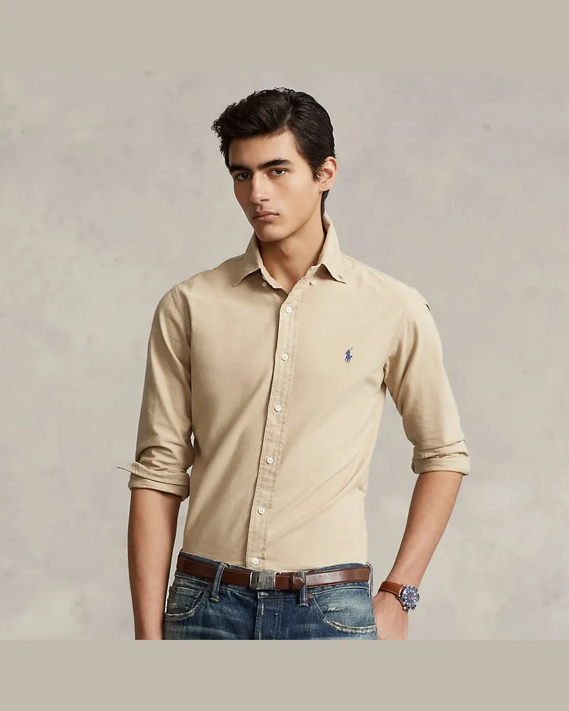 Ralph Lauren Gefärbtes Custom-Fit Oxfordhemd Tan