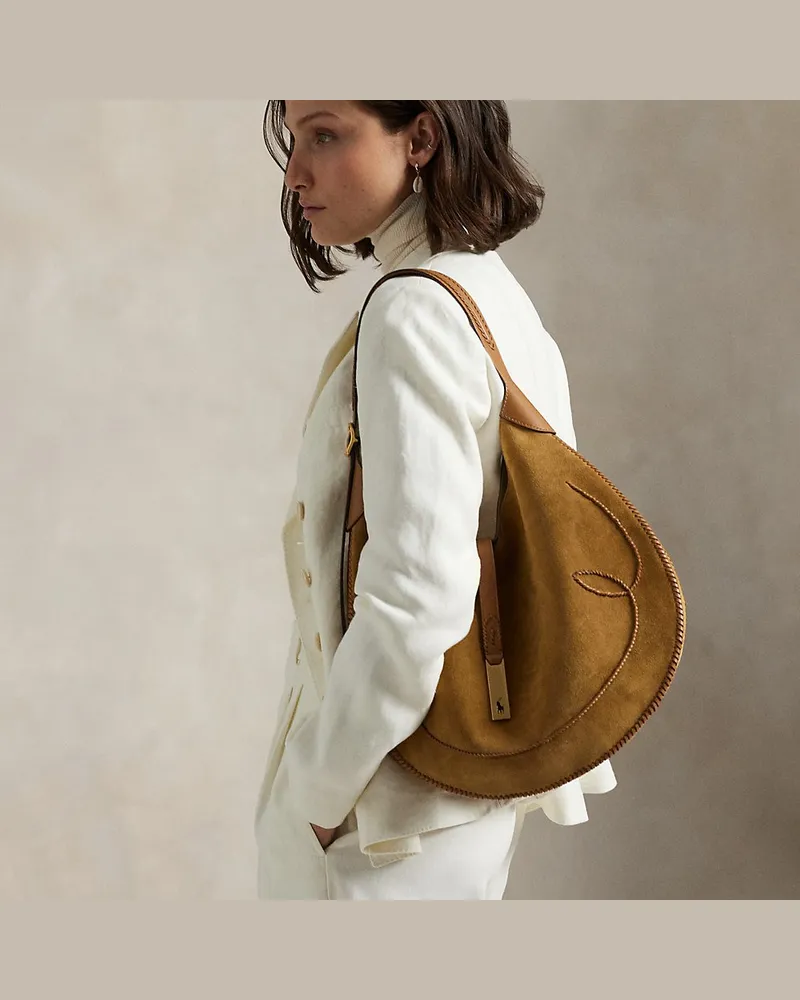 Ralph Lauren Große Schultertasche Polo ID im Westernstil Brown