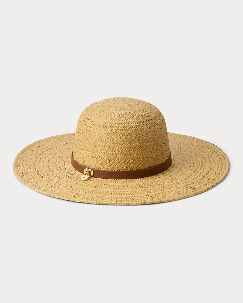 Ralph Lauren Stroh-Sonnenhut mit Schlossanhänger Natural