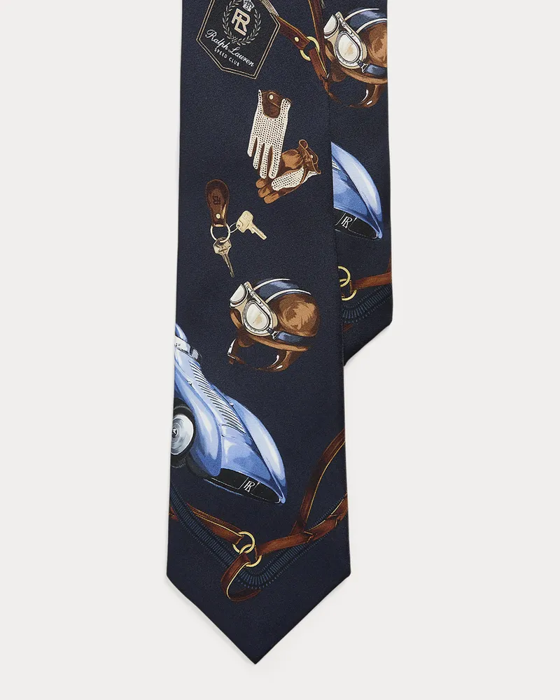 Ralph Lauren Seidenkrawatte mit Automobil-Motiv Multi