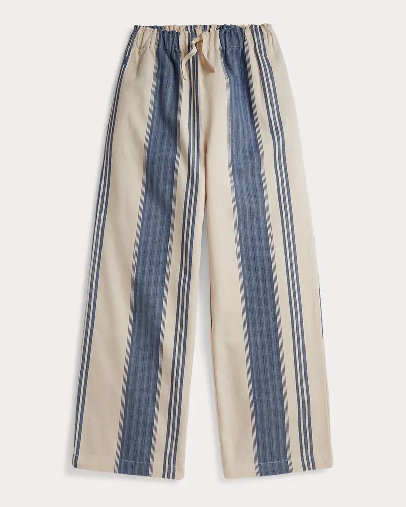 Ralph Lauren Gestreifte Fischgrathose mit weitem Bein Cream