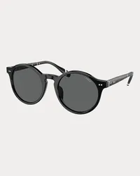 Ralph Lauren Runde Sonnenbrille mit Ruderstreifen Black