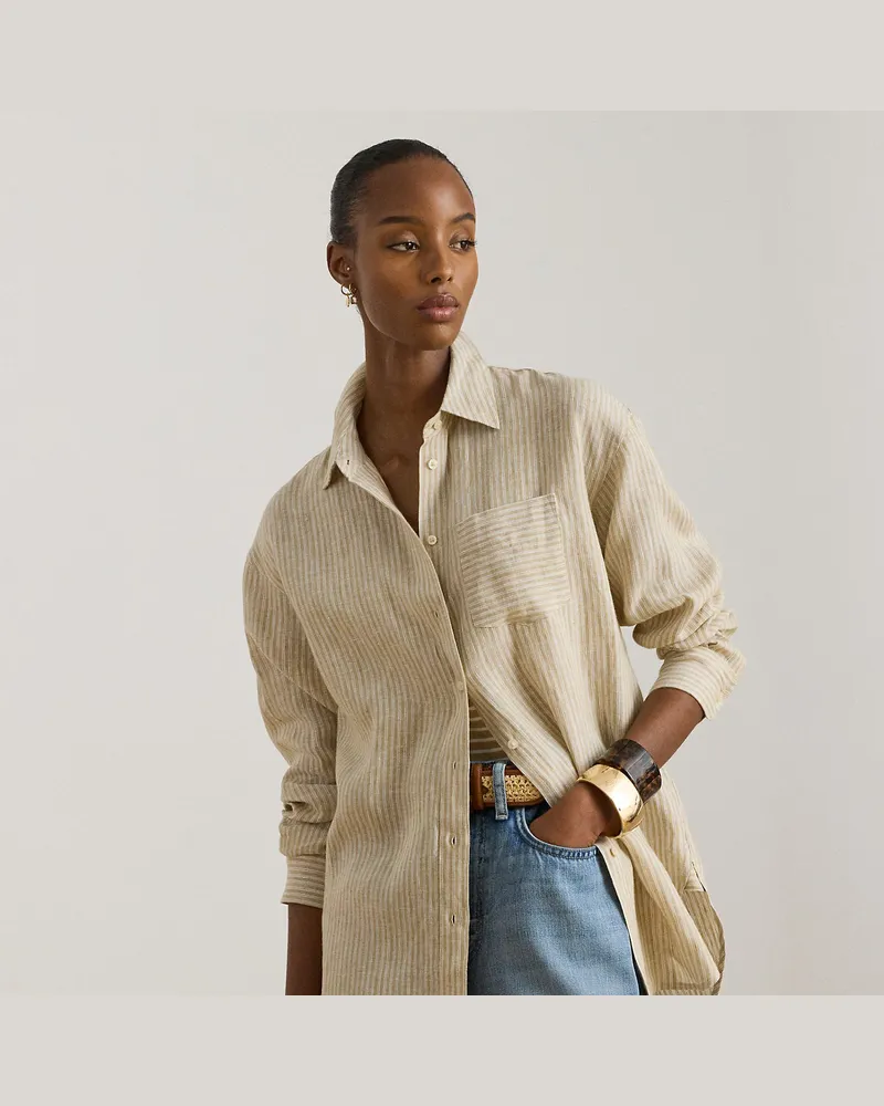 Ralph Lauren Relaxed-Fit Leinenhemd mit Streifen Brown