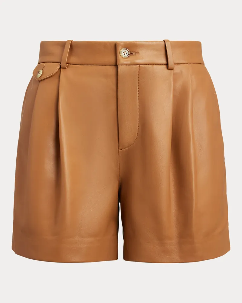 Ralph Lauren Lammleder-Shorts mit Falten Brown