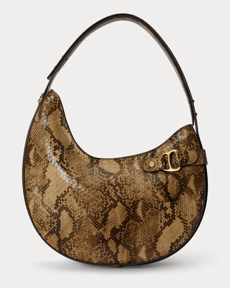 Ralph Lauren Große Schultertasche Tasha mit Prägung Tan