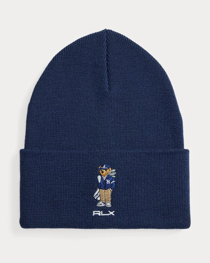 Ralph Lauren Wollmütze mit Polo Bear Blue