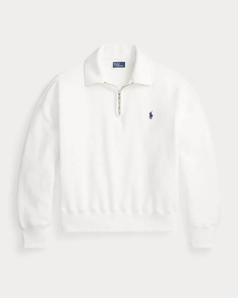 Ralph Lauren Fleecepullover mit Viertelreißverschluss White