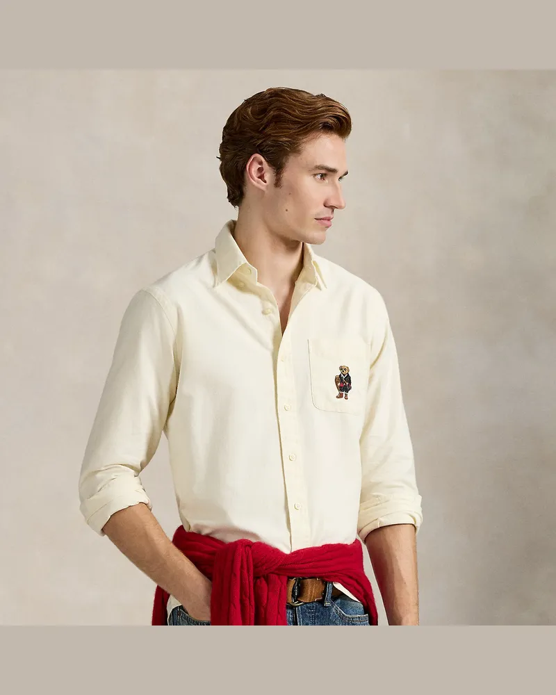 Ralph Lauren Custom-Fit Oxfordhemd mit Polo Bear White