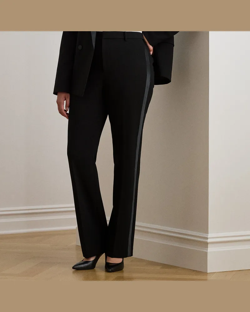 Ralph Lauren Plus Größen - Crêpe-Hose mit Satinbesatz Black