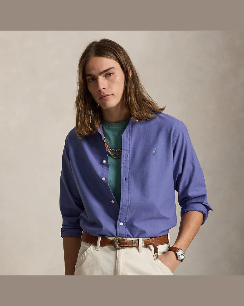 Ralph Lauren Gefärbtes Custom-Fit Oxfordhemd Blue