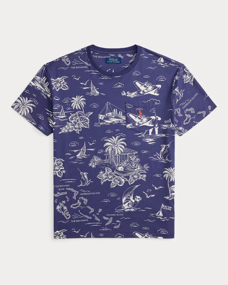 Ralph Lauren Custom-Slim-Fit T-Shirt mit Polo Bear Blue