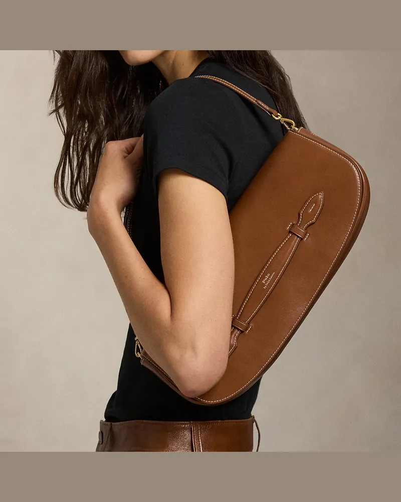 Ralph Lauren Leder-Clutch Bellport mit langer Klappe Brown