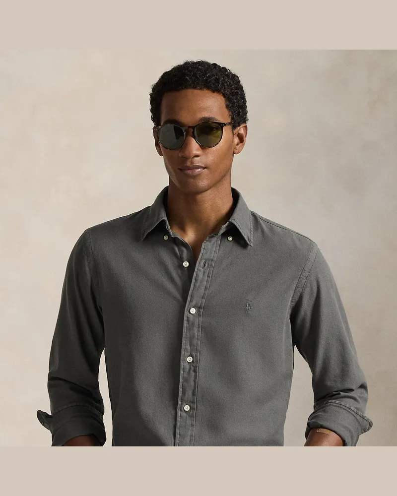 Ralph Lauren Custom-Fit strukturiertes Ratière-Hemd Grey