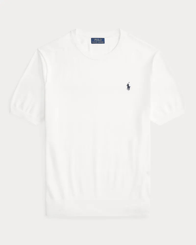 Ralph Lauren Rundhals-Kurzarmpullover aus Baumwolle White