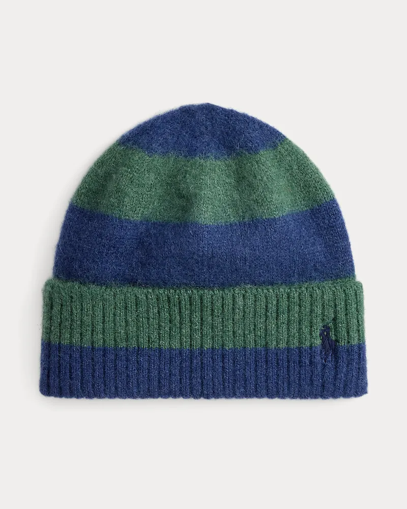 Ralph Lauren Flauschige Wollmütze mit Streifen Blue