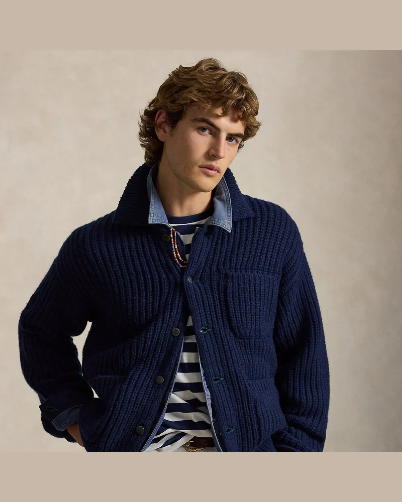 Ralph Lauren Relaxed-Fit Strickjacke aus Wollmischung Blue