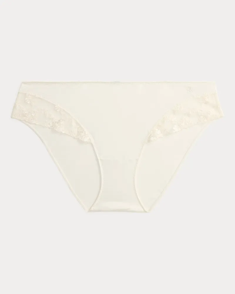 Ralph Lauren Satin-Slip mit besticktem Mesh White