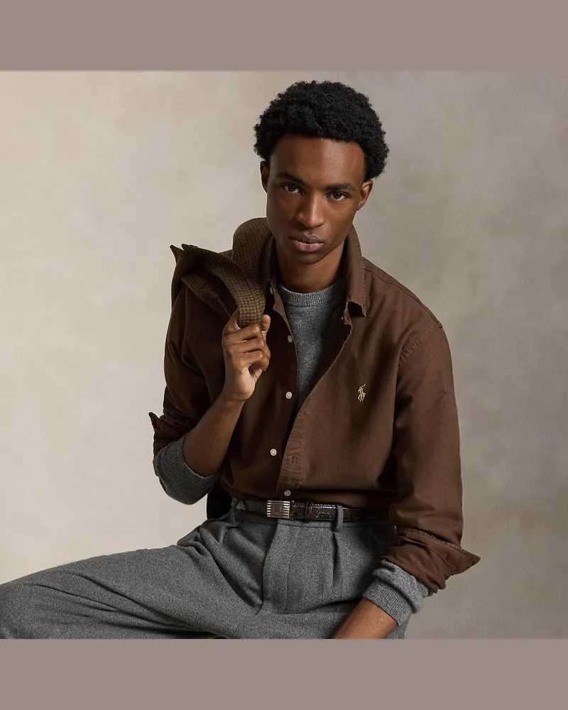 Ralph Lauren Gefärbtes Custom-Fit Oxfordhemd Brown