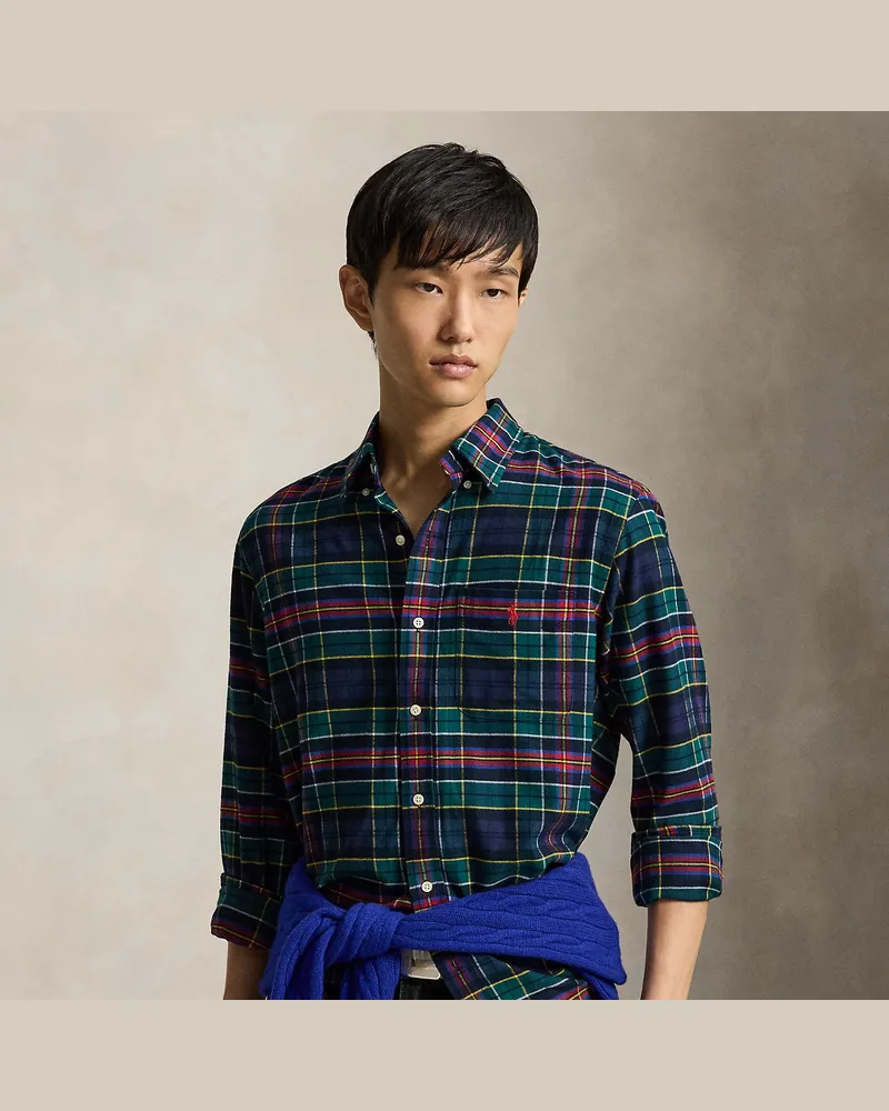 Ralph Lauren Custom-Fit Karo-Funktionshemd aus Twill Green