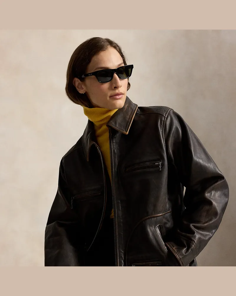 Ralph Lauren Bikerjacke aus Leder Brown
