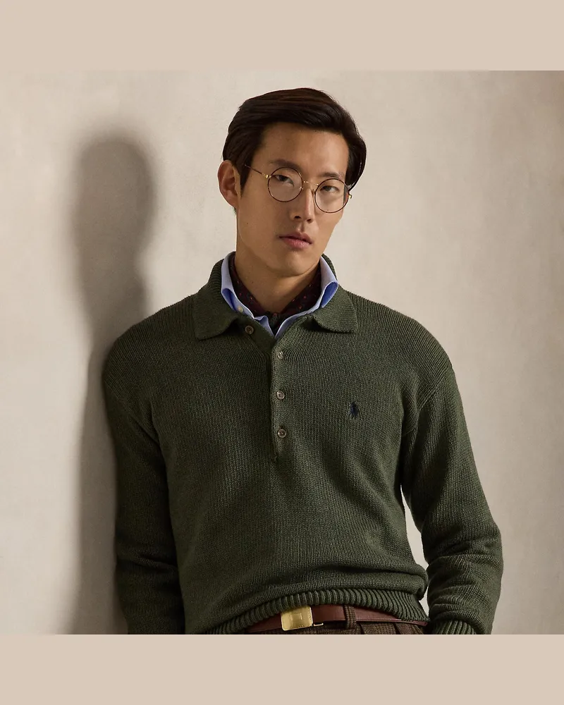 Ralph Lauren Relaxed-Fit Polopullover mit Zopfmuster Green