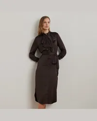 Ralph Lauren Hemdkleid aus Satin-Charmeuse mit Rüsche Brown