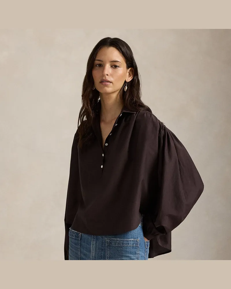 Ralph Lauren Plissierte Bluse aus Baumwolle und Seide Brown