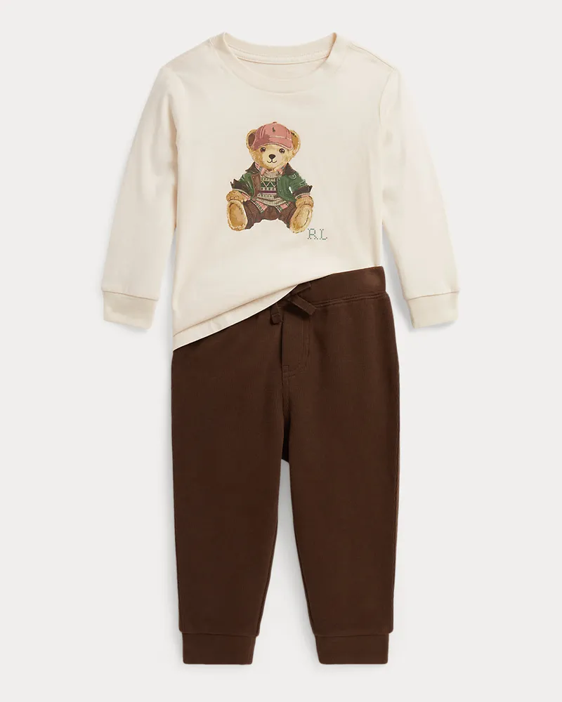 Ralph Lauren T-Shirt & Jogginghose mit Polo Bear Cream