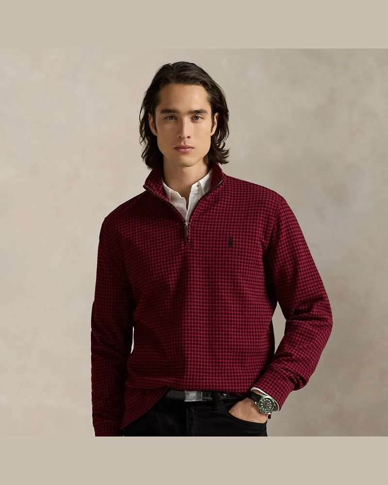 Ralph Lauren Karierter Estate-Rippenstrickpullover Red