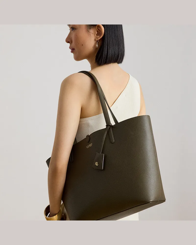 Ralph Lauren Große wendbare Kunstleder-Tragetasche Green