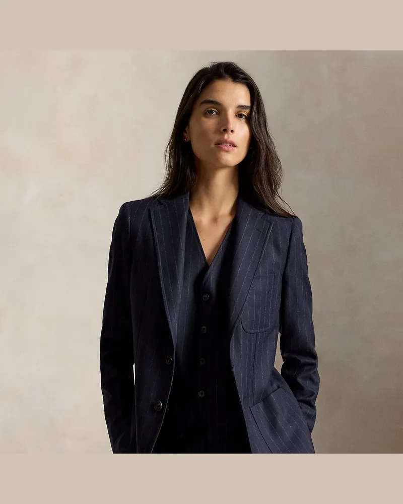 Ralph Lauren Einreihiger Wollblazer mit Nadelstreifen Blue