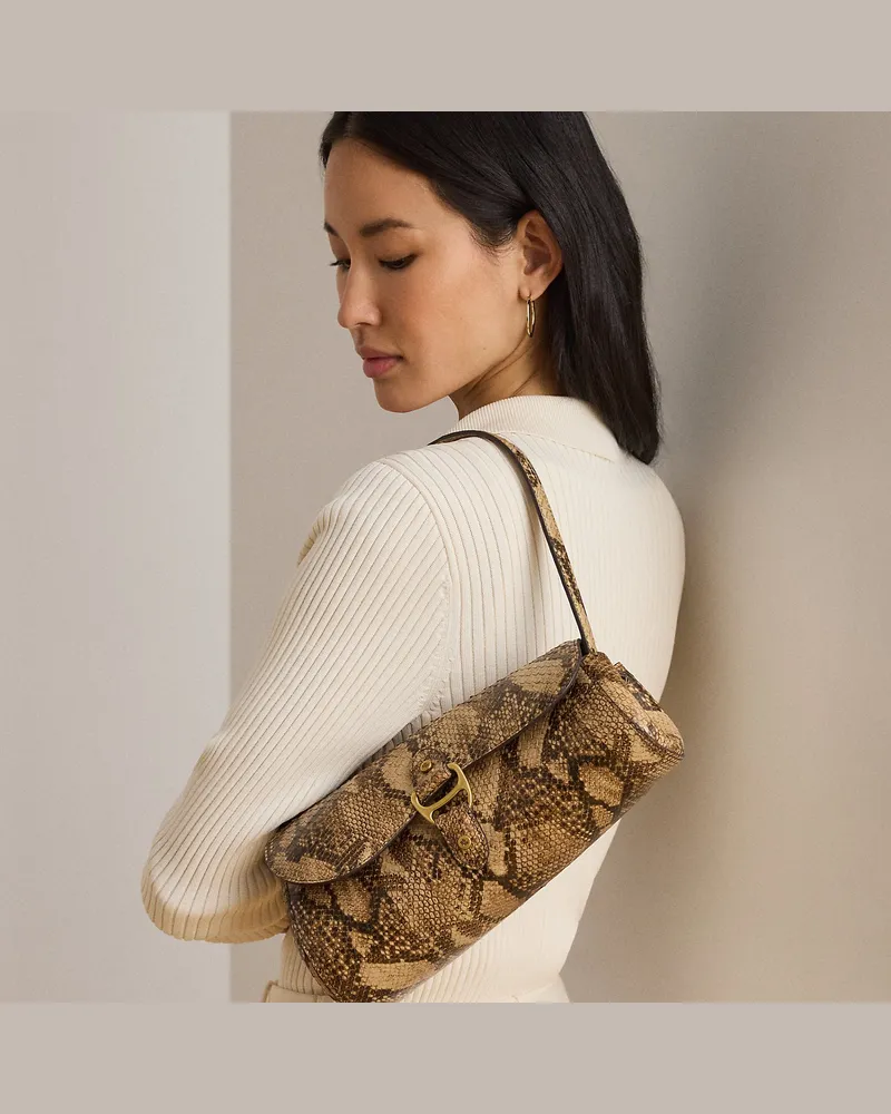 Ralph Lauren Tasche Tasha mit Pythonprägung Tan