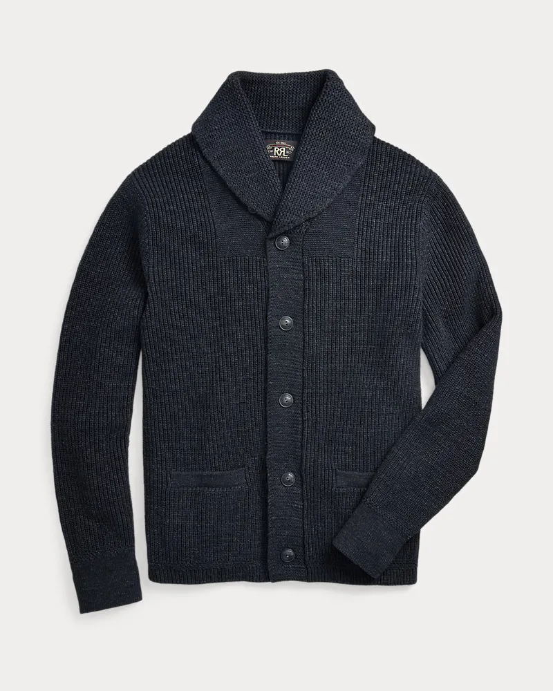Ralph Lauren Baumwollstrickjacke mit Schalkragen Blue