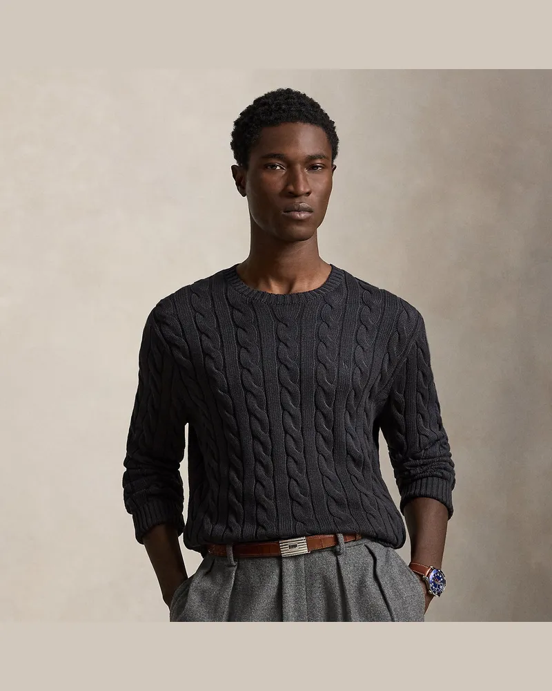 Ralph Lauren Ombré-Baumwollpullover mit Zopfmuster Black