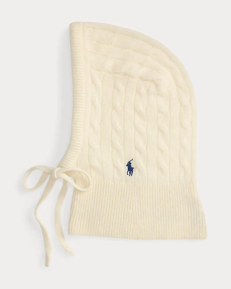 Ralph Lauren Zopfmuster-Kapuzenschal mit Kaschmir Cream