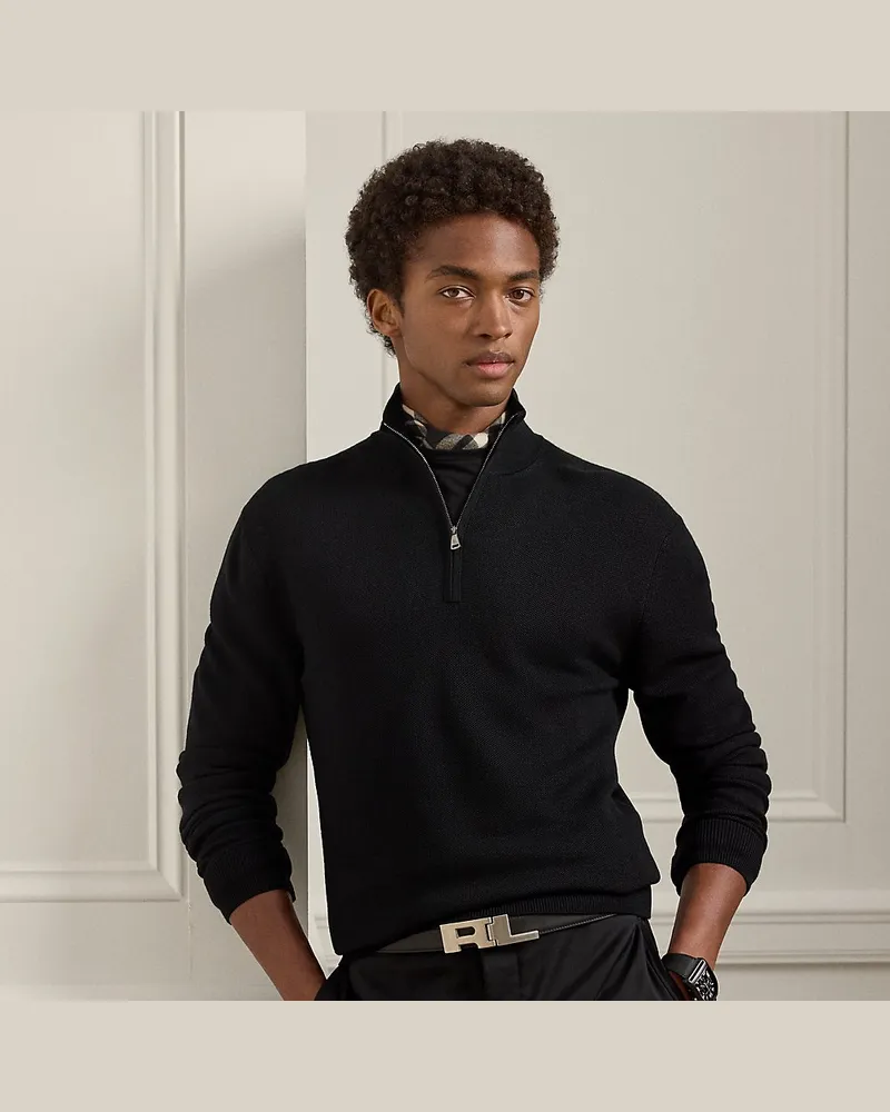 Ralph Lauren Piqué-Pullover aus Wolle Black