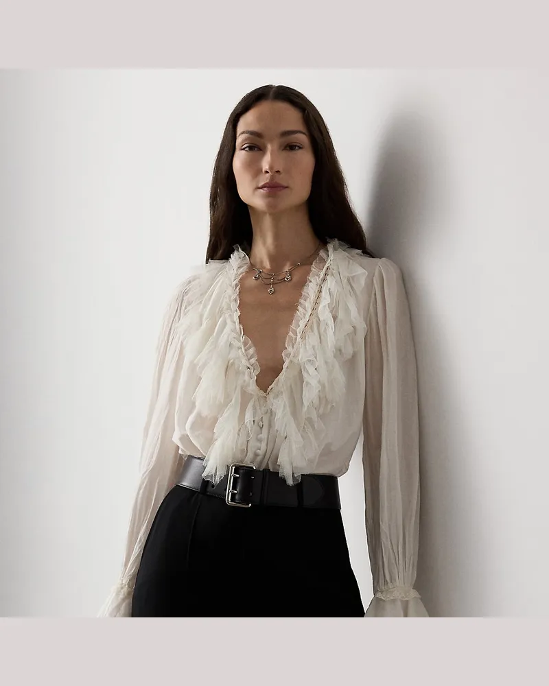 Ralph Lauren Bluse Kensley aus Baumwoll-Seiden-Voile Cream