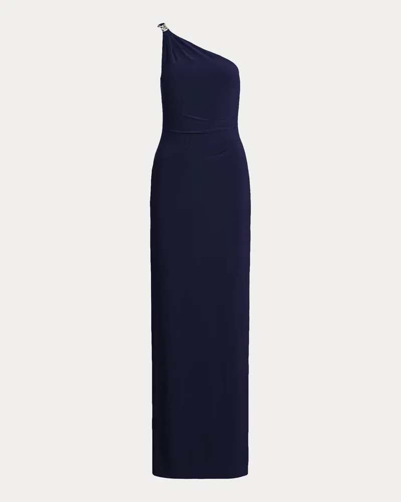 Ralph Lauren Einschultriges Kleid aus Jersey Blue