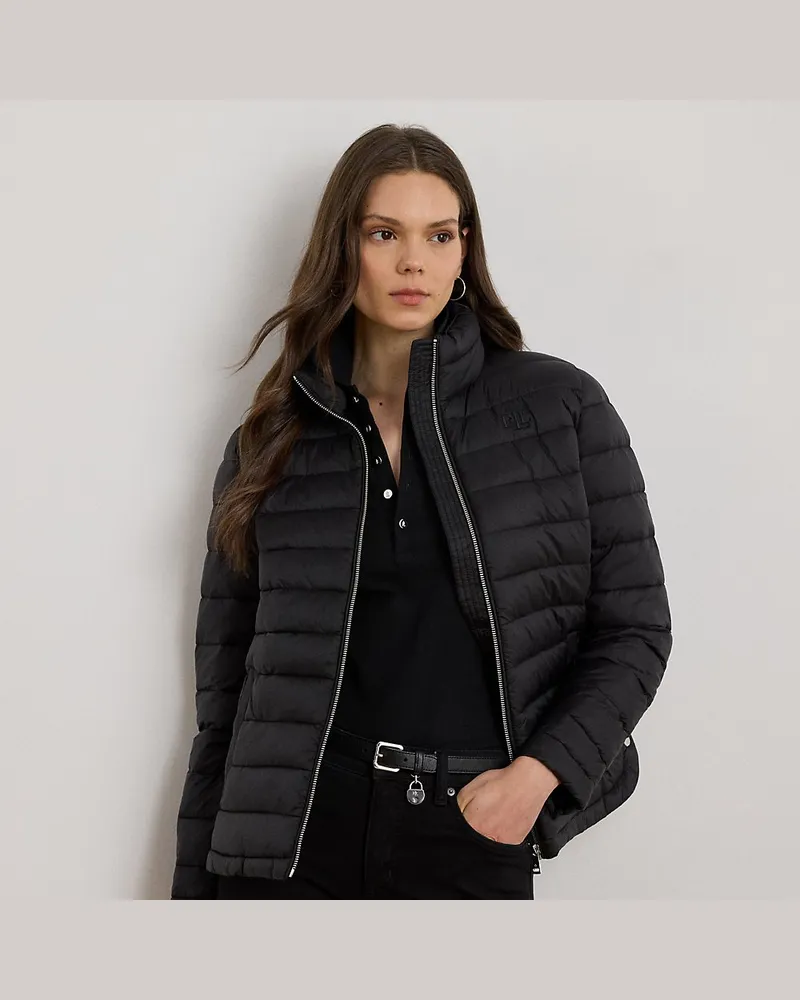 Ralph Lauren Gesteppte Pufferjacke mit Tunnelkragen Black