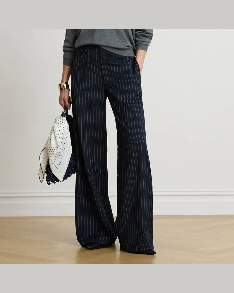 Ralph Lauren Nadelstreifen-Twillhose mit weitem Bein Multi