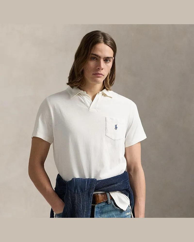 Ralph Lauren Standard-Fit Baumwoll-Leinen-Poloshirt White