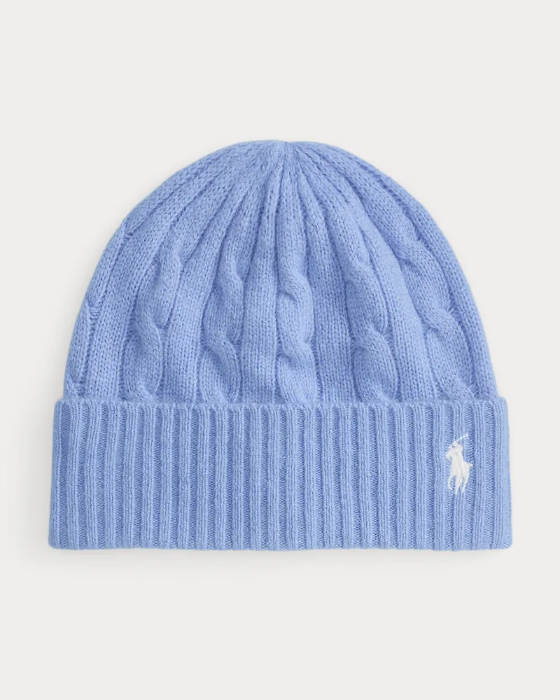 Ralph Lauren Woll-Kaschmir-Mütze mit Zopfmuster Blue